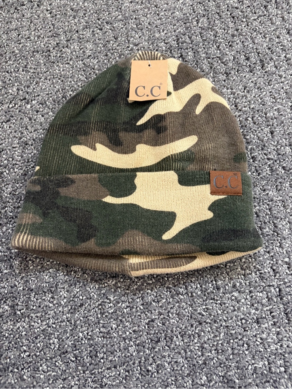C.C Kids Camo Knit Beanie - Green & Tan